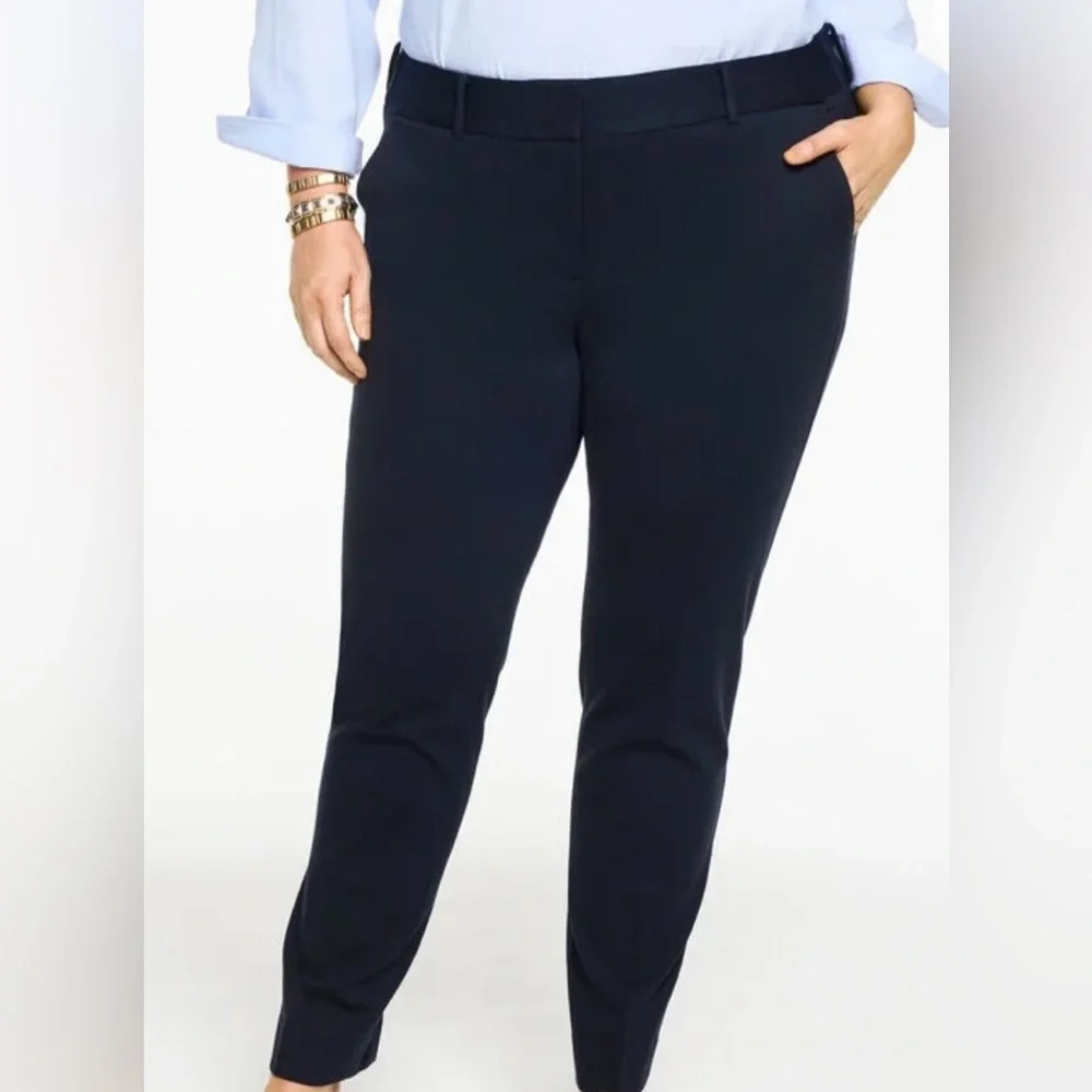 TALBOTS NWT NAVY HAMPSHIRE STRAIGHT ANKLE PANTS SIZE 14 - Picture 2 of 14